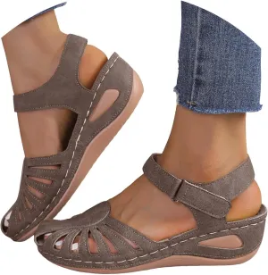 Orthopedic Wedge Sandals for Women Summer Dressy 2025 Closed Toe Breathable Sandals Arch Support Vintage Casual Hollow Out Orthotic Shoe Comfy Bohemia Gladiator Ladies Shoes