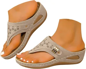 Orthopedic Wedge Sandals for Women Summer Dressy 2025 New Comfortable Arch Support Wedge Sandal Non Slip Flip Flops Shoes Casual Breathable Open Toe Mesh Hollow Sports Beach Sandals