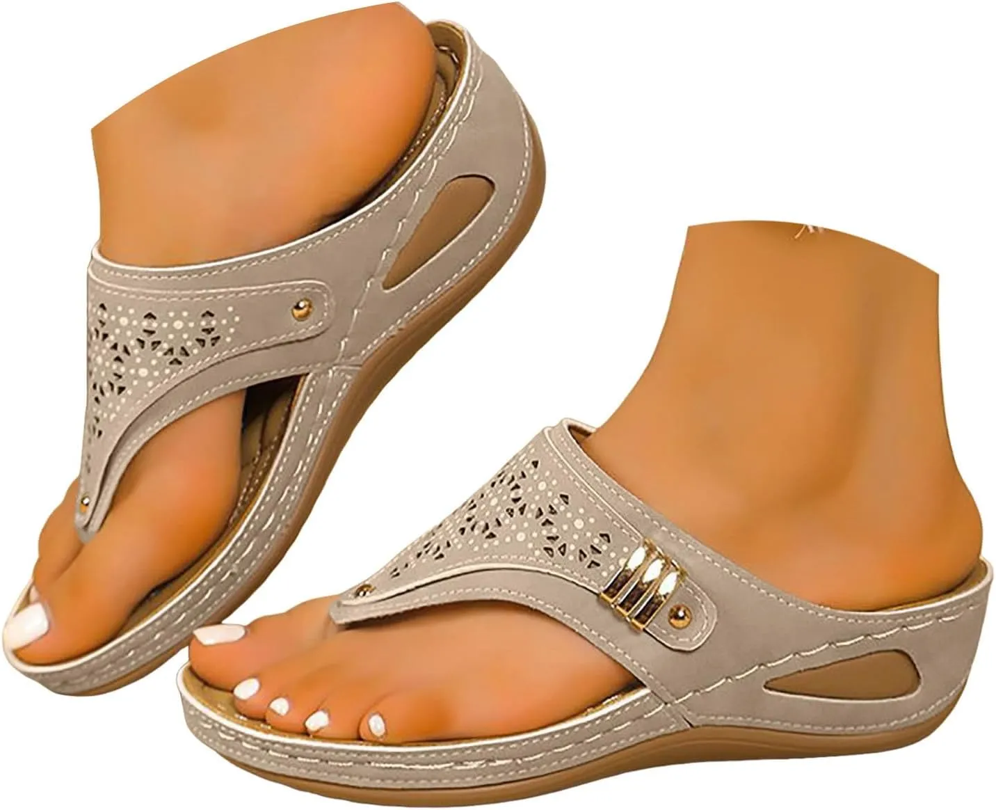 Orthopedic Wedge Sandals for Women Summer Dressy 2025 New Comfortable Arch Support Wedge Sandal Non Slip Flip Flops Shoes Casual Breathable Open Toe Mesh Hollow Sports Beach Sandals