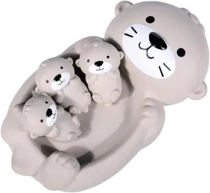Otter Bath Toy Set - Mother and 3 Baby Otters, Lovely Family Tub Toy, Parent-Child Floating Water Toy, Soft Squeeze Bathtub Toy for Babies