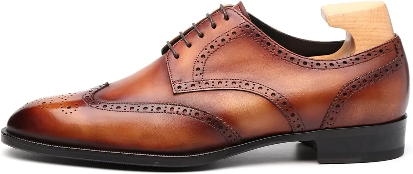 Oxford for Men Formal Shoes Hand Made Dress Italian Genuien Grain Leather Luxury Custom Brogue Wingtips Round Toe Lace Up