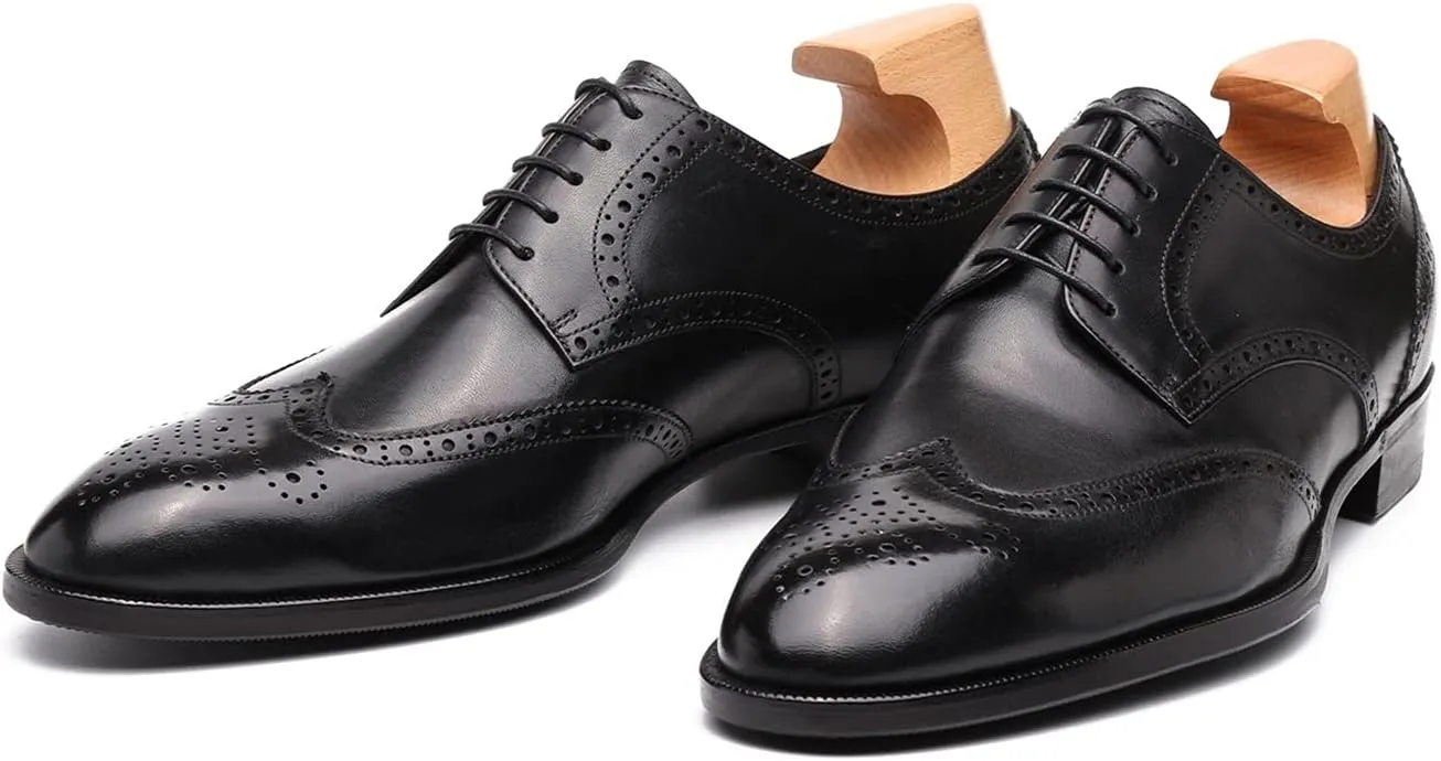 Oxford for Men Formal Shoes Hand Made Dress Italian Genuien Grain Leather Luxury Custom Brogue Wingtips Round Toe Lace Up