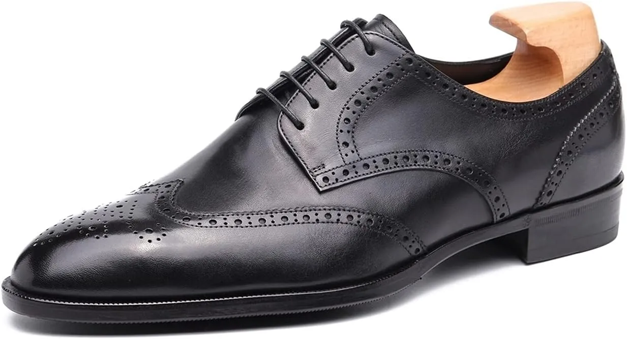 Oxford for Men Formal Shoes Hand Made Dress Italian Genuien Grain Leather Luxury Custom Brogue Wingtips Round Toe Lace Up
