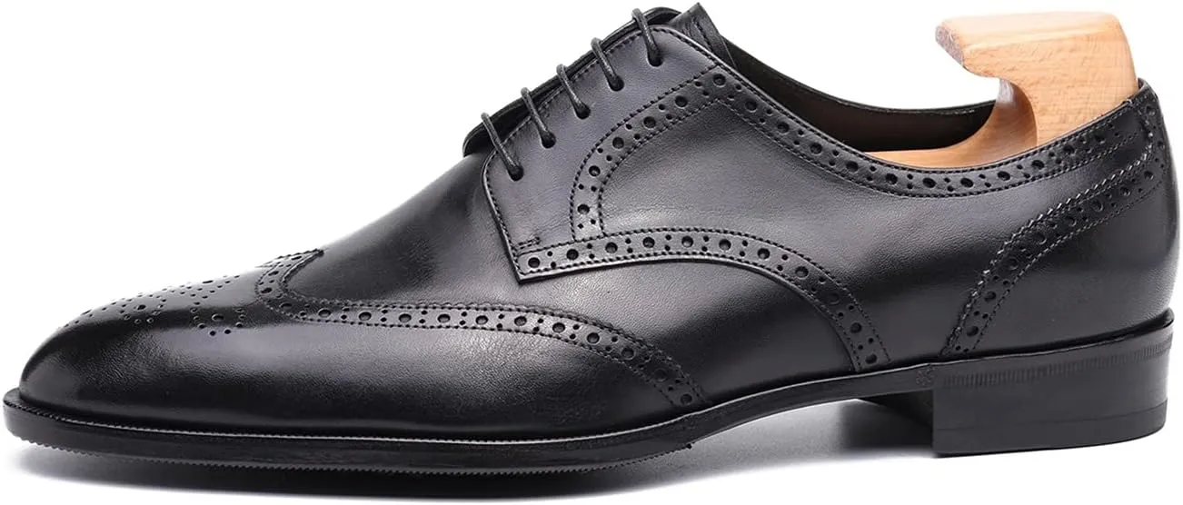 Oxford for Men Formal Shoes Hand Made Dress Italian Genuien Grain Leather Luxury Custom Brogue Wingtips Round Toe Lace Up