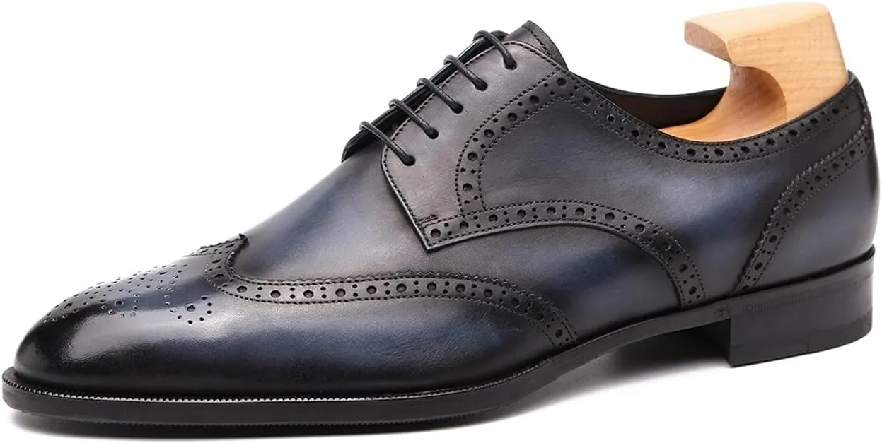 Oxford for Men Formal Shoes Hand Made Dress Italian Genuien Grain Leather Luxury Custom Brogue Wingtips Round Toe Lace Up