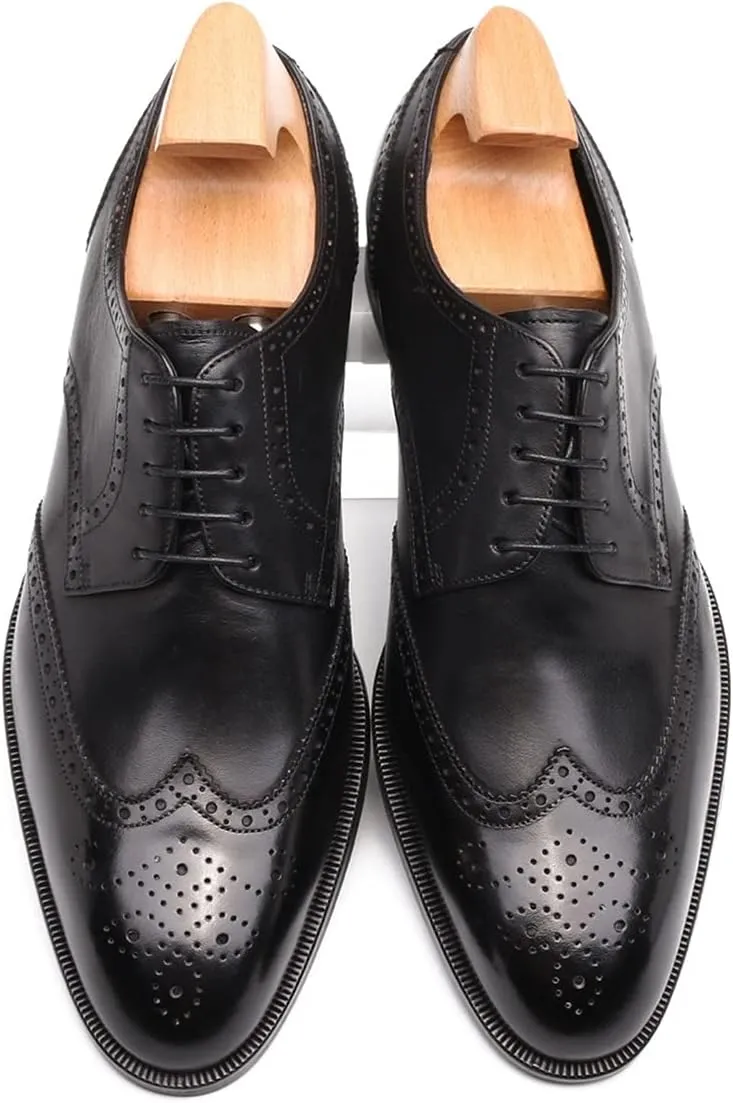 Oxford for Men Formal Shoes Hand Made Dress Italian Genuien Grain Leather Luxury Custom Brogue Wingtips Round Toe Lace Up