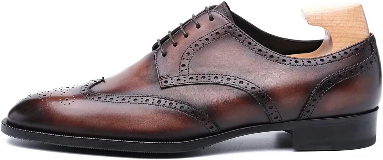 Oxford for Men Formal Shoes Hand Made Dress Italian Genuien Grain Leather Luxury Custom Brogue Wingtips Round Toe Lace Up