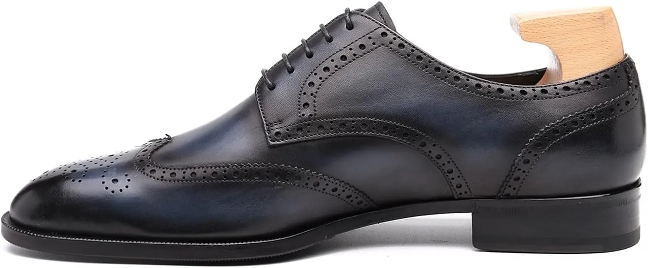 Oxford for Men Formal Shoes Hand Made Dress Italian Genuien Grain Leather Luxury Custom Brogue Wingtips Round Toe Lace Up