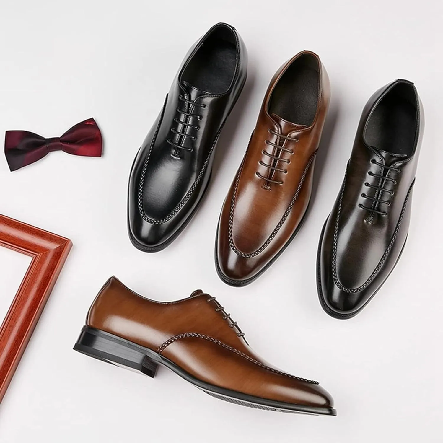 Oxford Men's Shoes British Formal Business Shoes Gentlemen's Elegant Office Shoes Fashion Wedding Dress Shoes, 9.5, Black