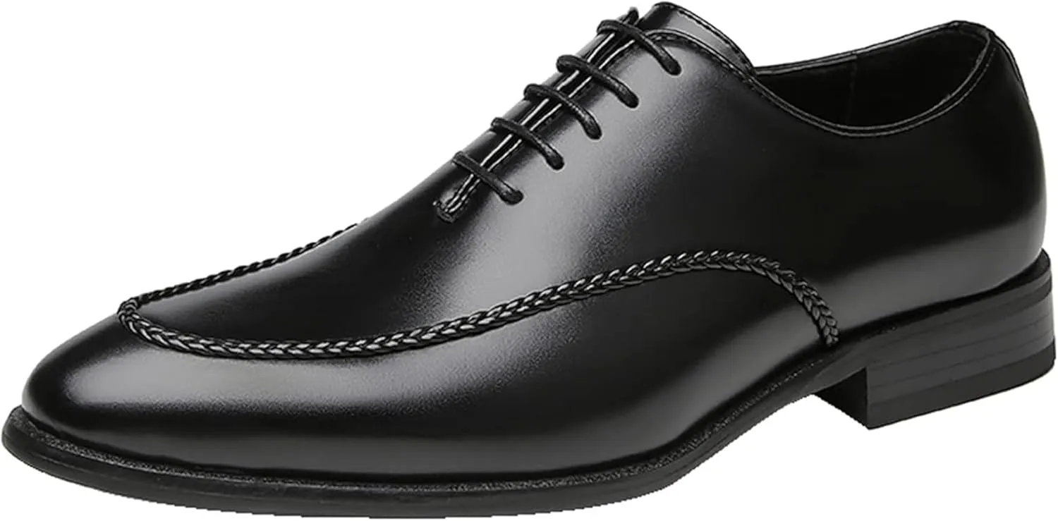 Oxford Men's Shoes British Formal Business Shoes Gentlemen's Elegant Office Shoes Fashion Wedding Dress Shoes, 9.5, Black