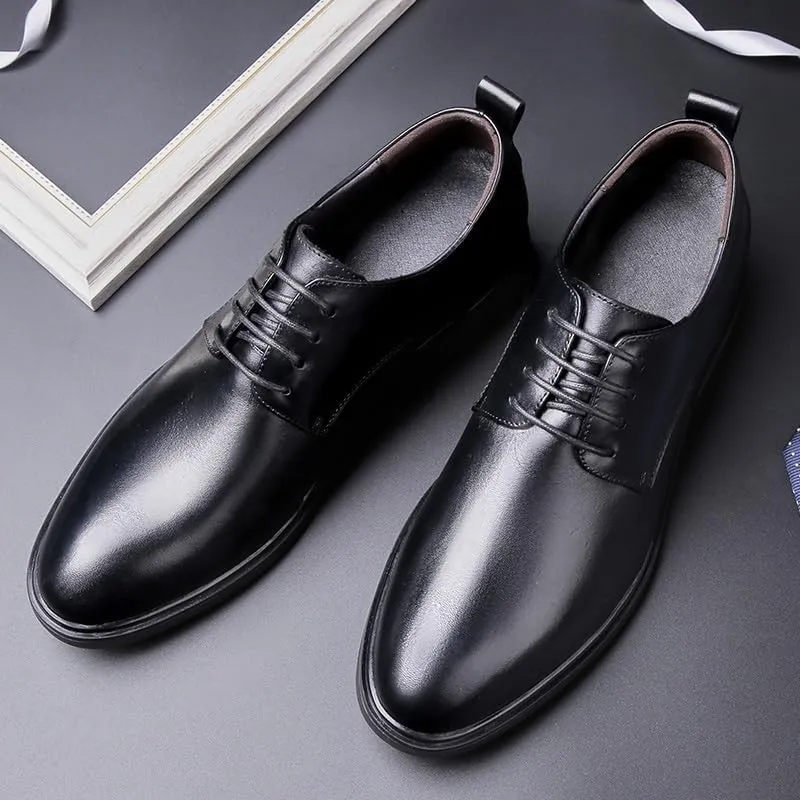 Oxford Shoes for Men's Fashion Lace Up Tuxedo Brogue Spanish Leather Office Block Heel Shoe