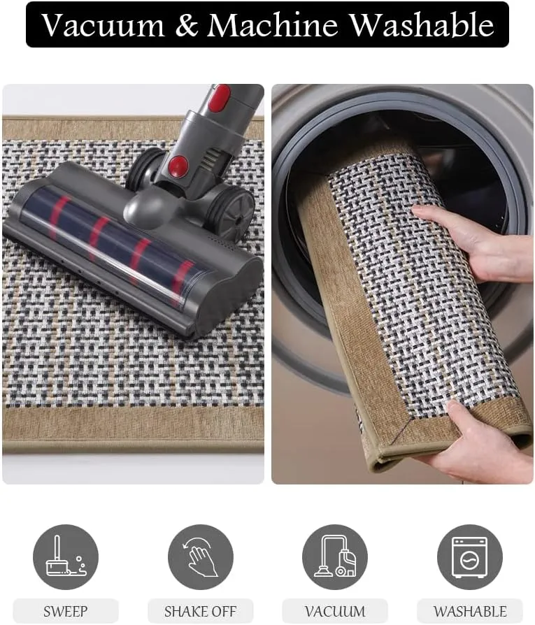 PADOOR Kitchen Mats for Floor, Kitchen Rugs Non Slip Washable, Rubber Backed Kitchen Runner Super Absorbent Kitchen Floor Mat Sink Rug, 20”x47” Brown