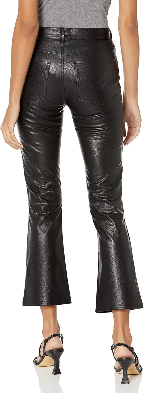 PAIGE Women's Claudine High Rise Flare Vegan Leather in Black Jeans