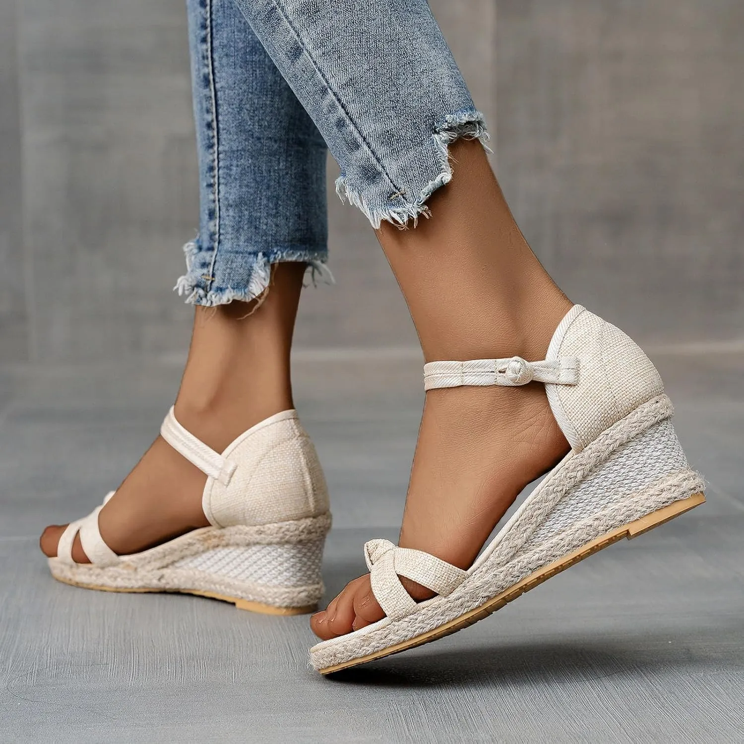 Platform Sandals Women Open Toe Slides Wedge Espadrille Sandals Cute Bow Lace Up Ankle Strap Summer Walking Shoes for All Occasions: Casual, Work, Party