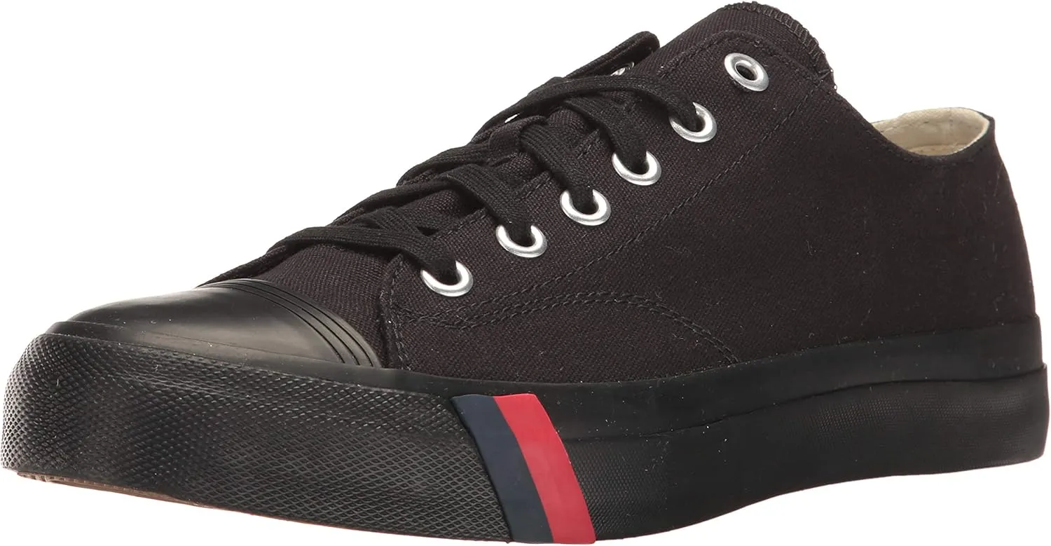 PRO-Keds Men's Royal Lo Lace Up Fashion Sneaker, Black/Black Canvas, 5