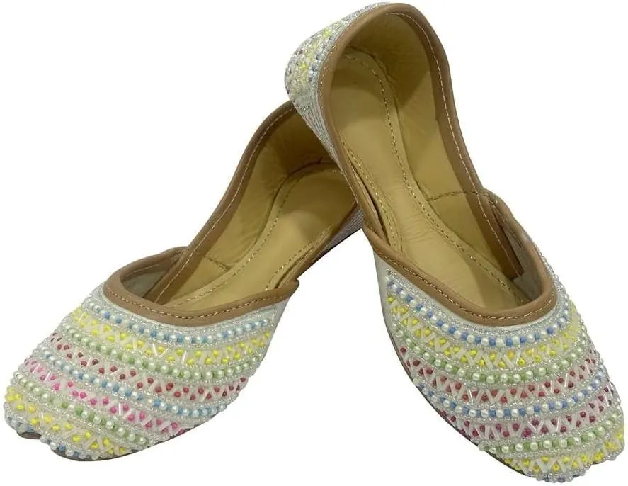 Punjabi Juttis for Girls Mojari Toddler/Little Kid/Big Kid Party Shoes Formal Beaded Jutti Girls Dress Slip on Juti