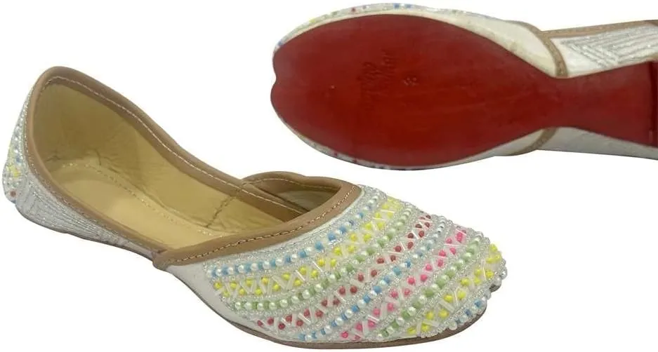 Punjabi Juttis for Girls Mojari Toddler/Little Kid/Big Kid Party Shoes Formal Beaded Jutti Girls Dress Slip on Juti