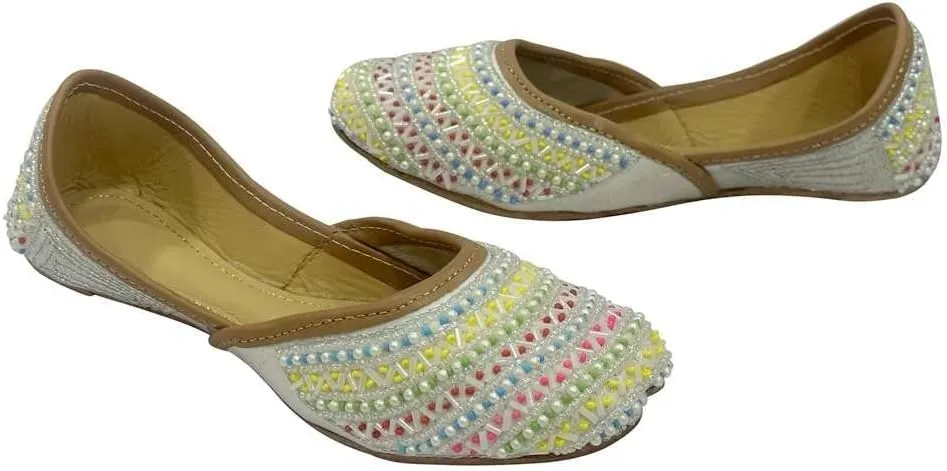 Punjabi Juttis for Girls Mojari Toddler/Little Kid/Big Kid Party Shoes Formal Beaded Jutti Girls Dress Slip on Juti