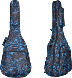 Quality Assurance Water-resistant Oxford Cloth Camouflage Blue Double Stitched Padded Straps Gig Bag Guitar Carrying Case for 40 41 Inches Acoustic Classic Folk Guitar