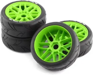Rc Wheel Rim Tire for ARRMA for Redcat for Team for Losi for Kyosho for VRX for HPI for WR8 for HSP for Hobao 1/8 RC Off-Road for Buggy for Rally Car Tires Wheel(Green)
