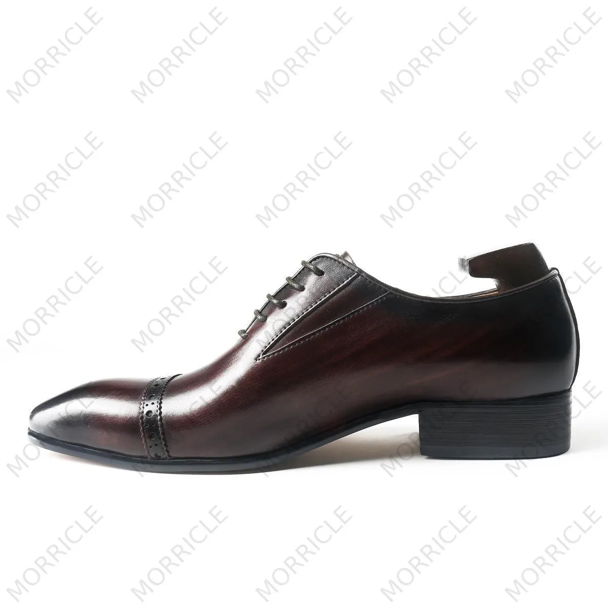 Reddish Brown Cap Toe Oxford Shoes