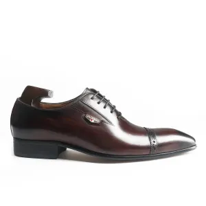 Reddish Brown Cap Toe Oxford Shoes