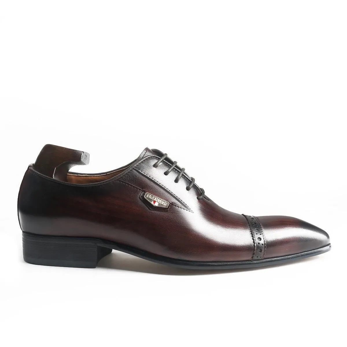 Reddish Brown Cap Toe Oxford Shoes