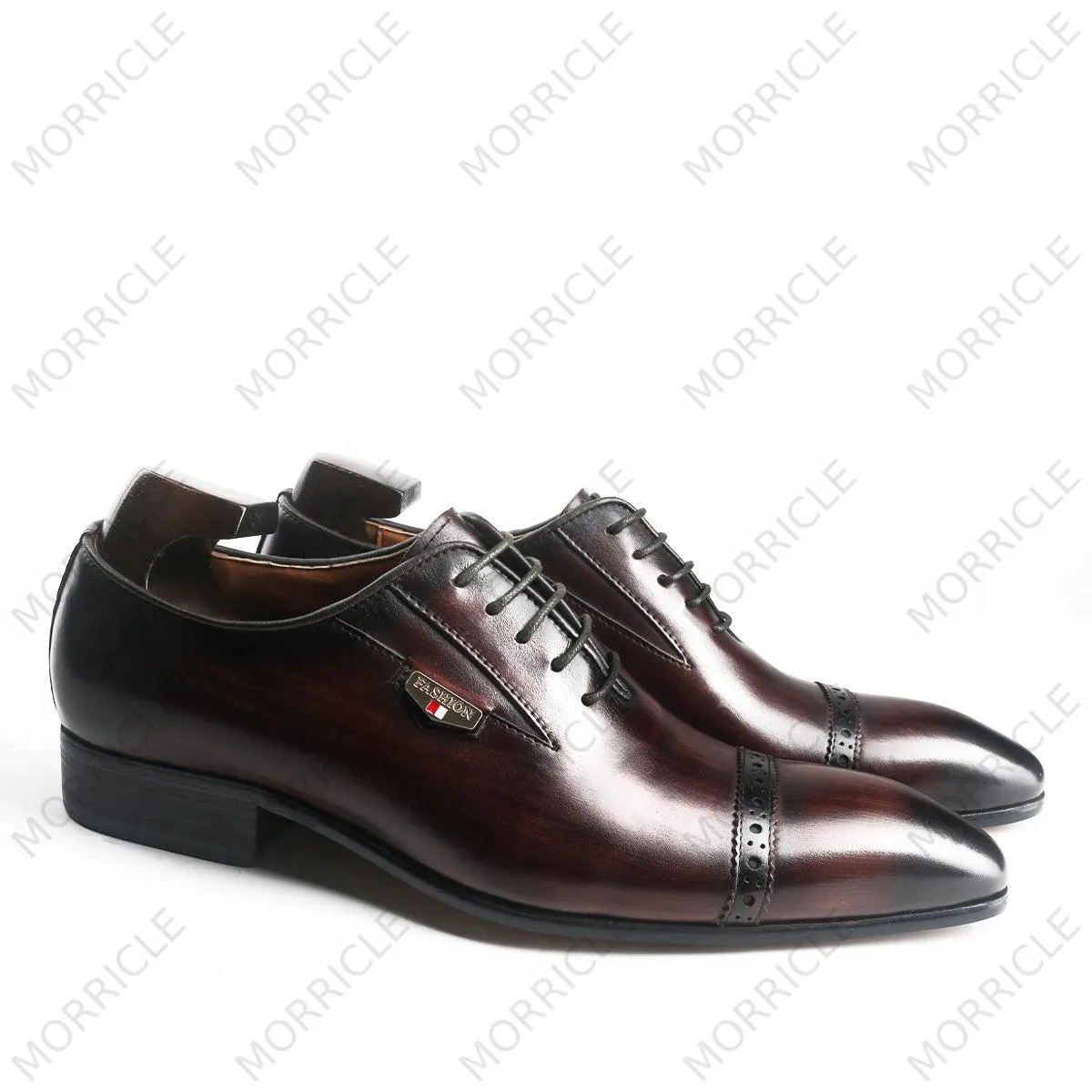Reddish Brown Cap Toe Oxford Shoes