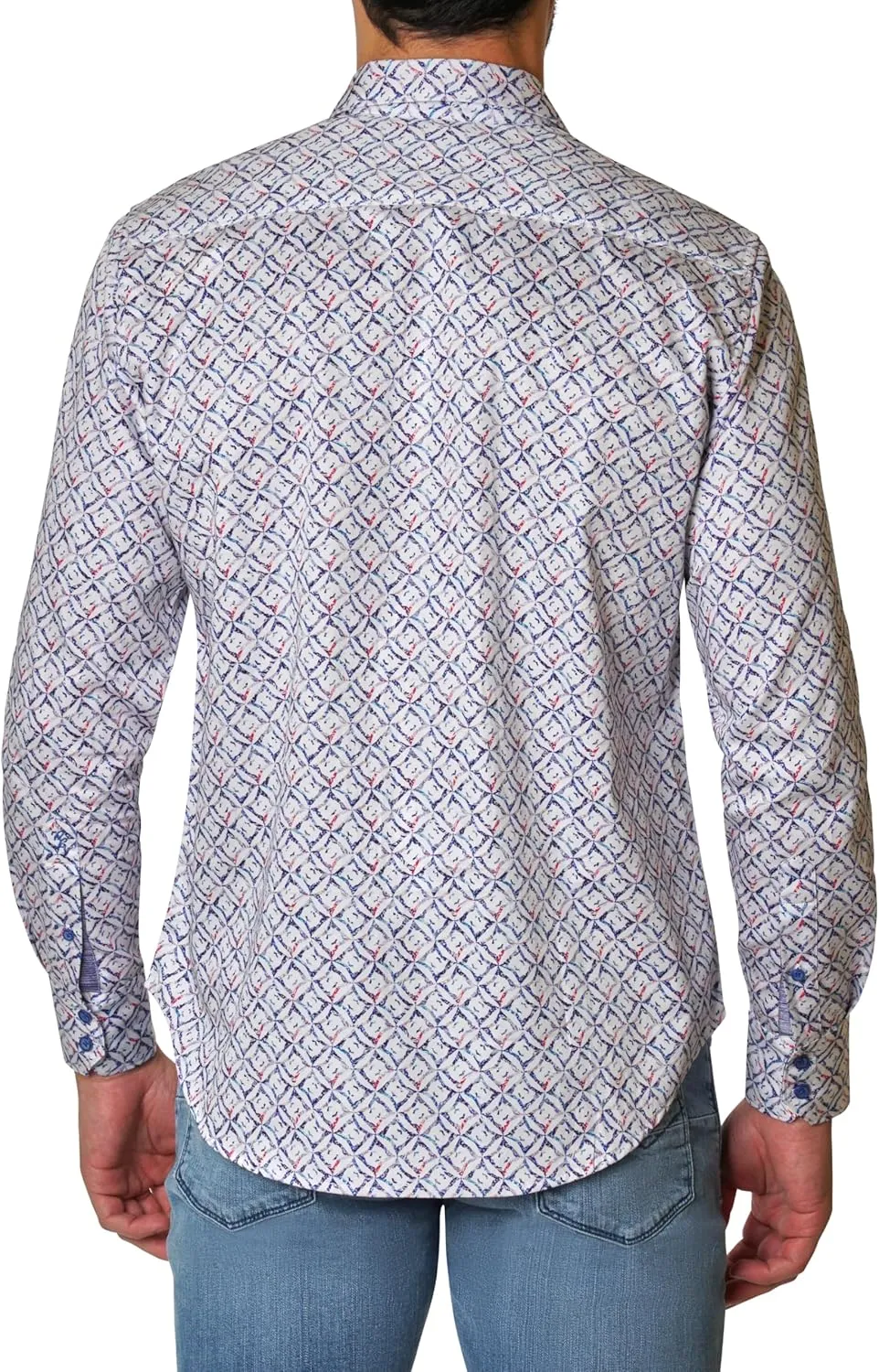 Robert Graham Men's Long Sleeve Point Collar Button Down Shirt with Regular Fit