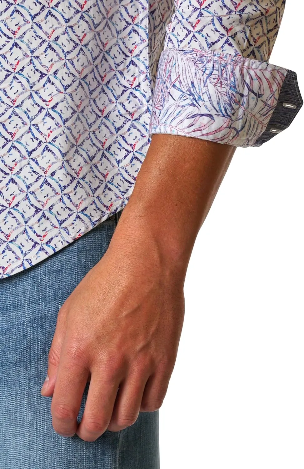 Robert Graham Men's Long Sleeve Point Collar Button Down Shirt with Regular Fit