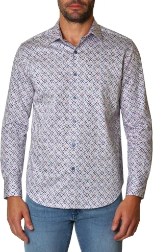 Robert Graham Men's Long Sleeve Point Collar Button Down Shirt with Regular Fit