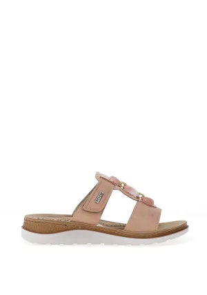 Rohde Womens Leather T-Bar Bead Mule Sandals, Rose