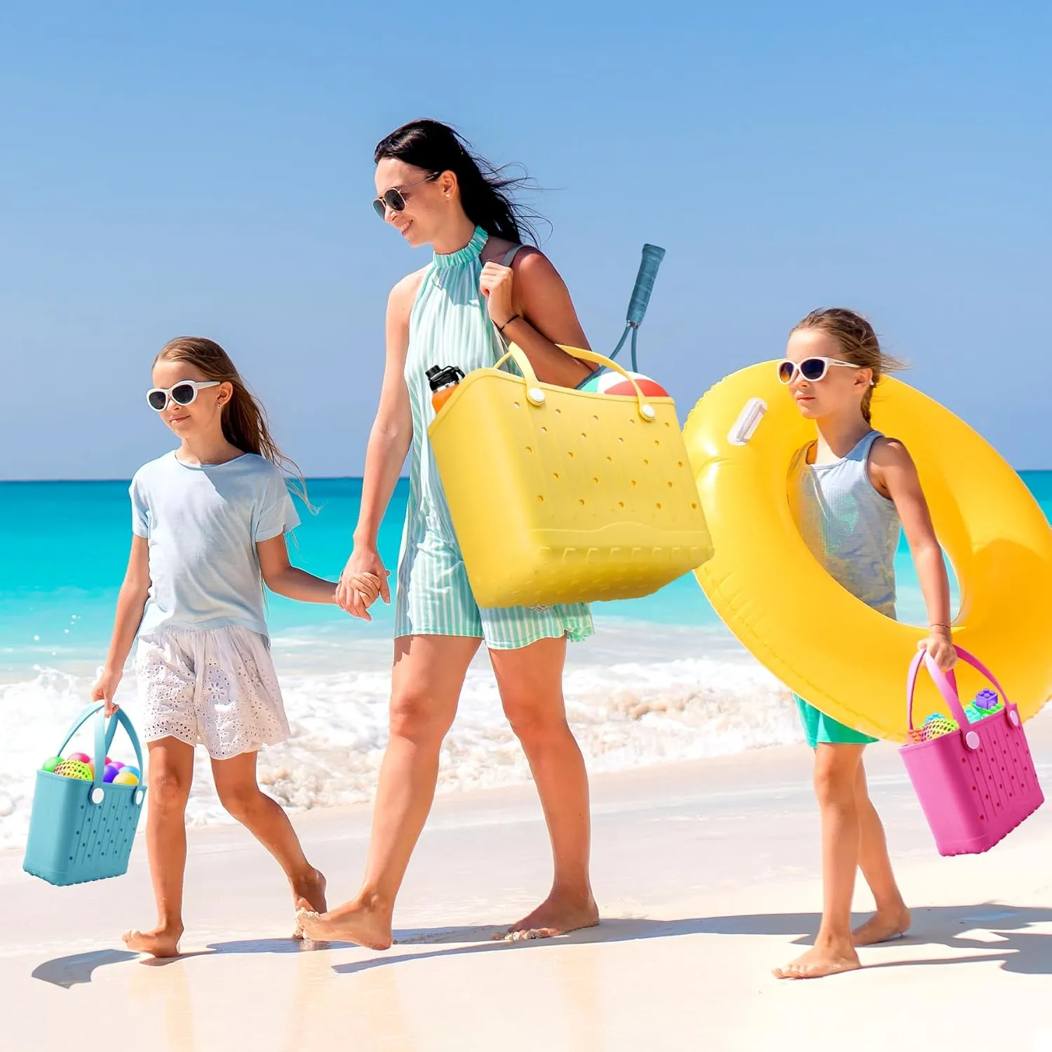 Rubber Beach Bag EVA Waterproof Tote Bags Washable Sand-proof Travel Handbags for Pool Boat Groceries Work Sports