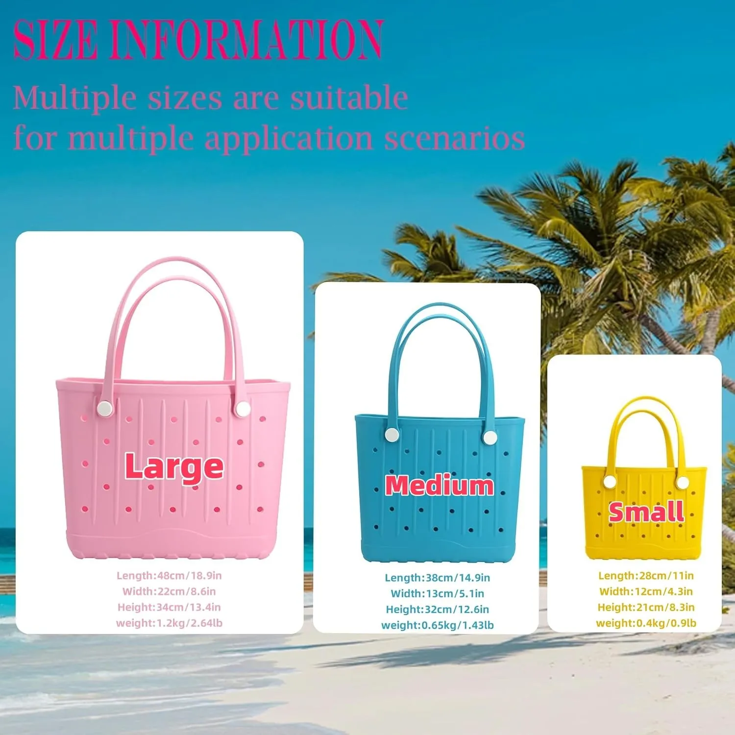 Rubber Beach Bag EVA Waterproof Tote Bags Washable Sand-proof Travel Handbags for Pool Boat Groceries Work Sports