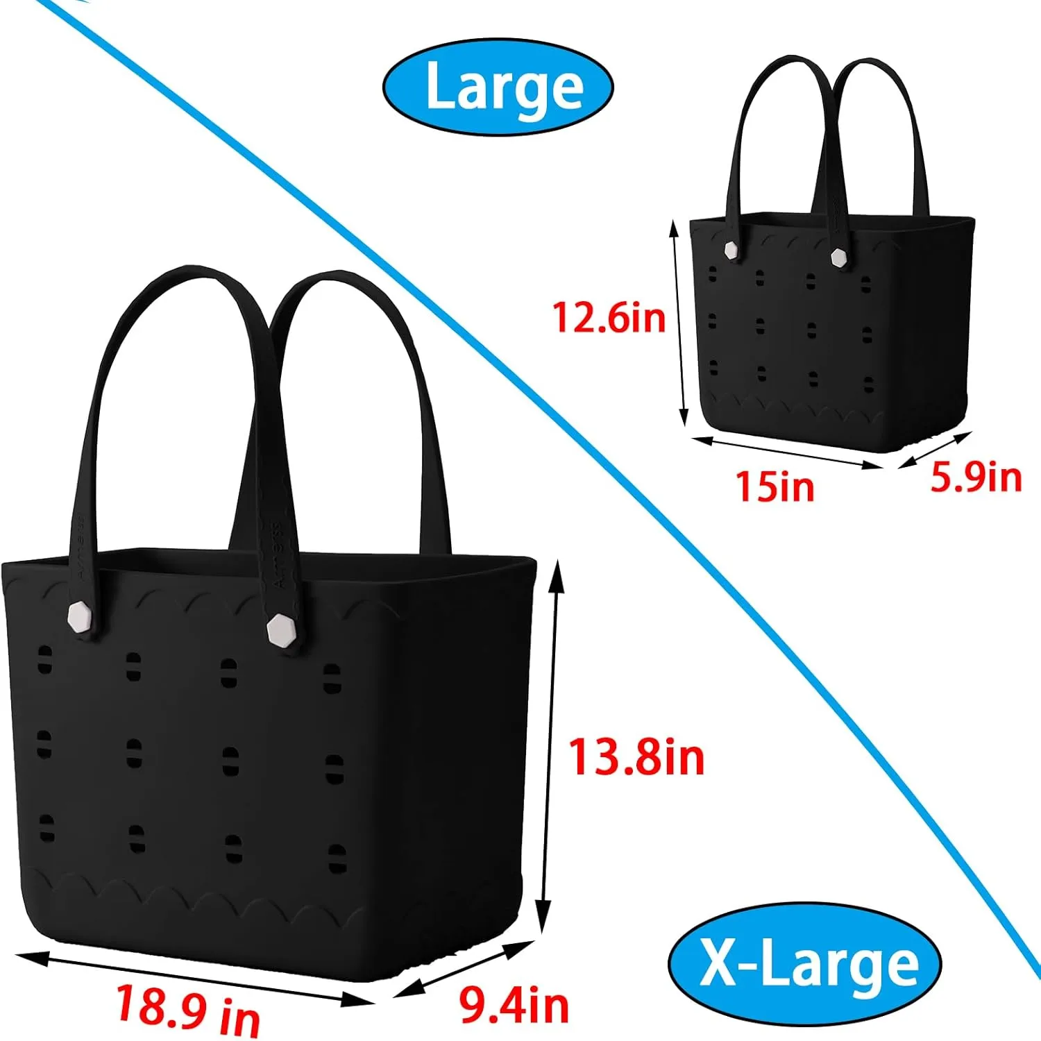 Rubber Beach Bag Waterproof Washable Tip-Proof Durable Tote Bag for Beach Boat Pool and Sports X Large Rubber Tote