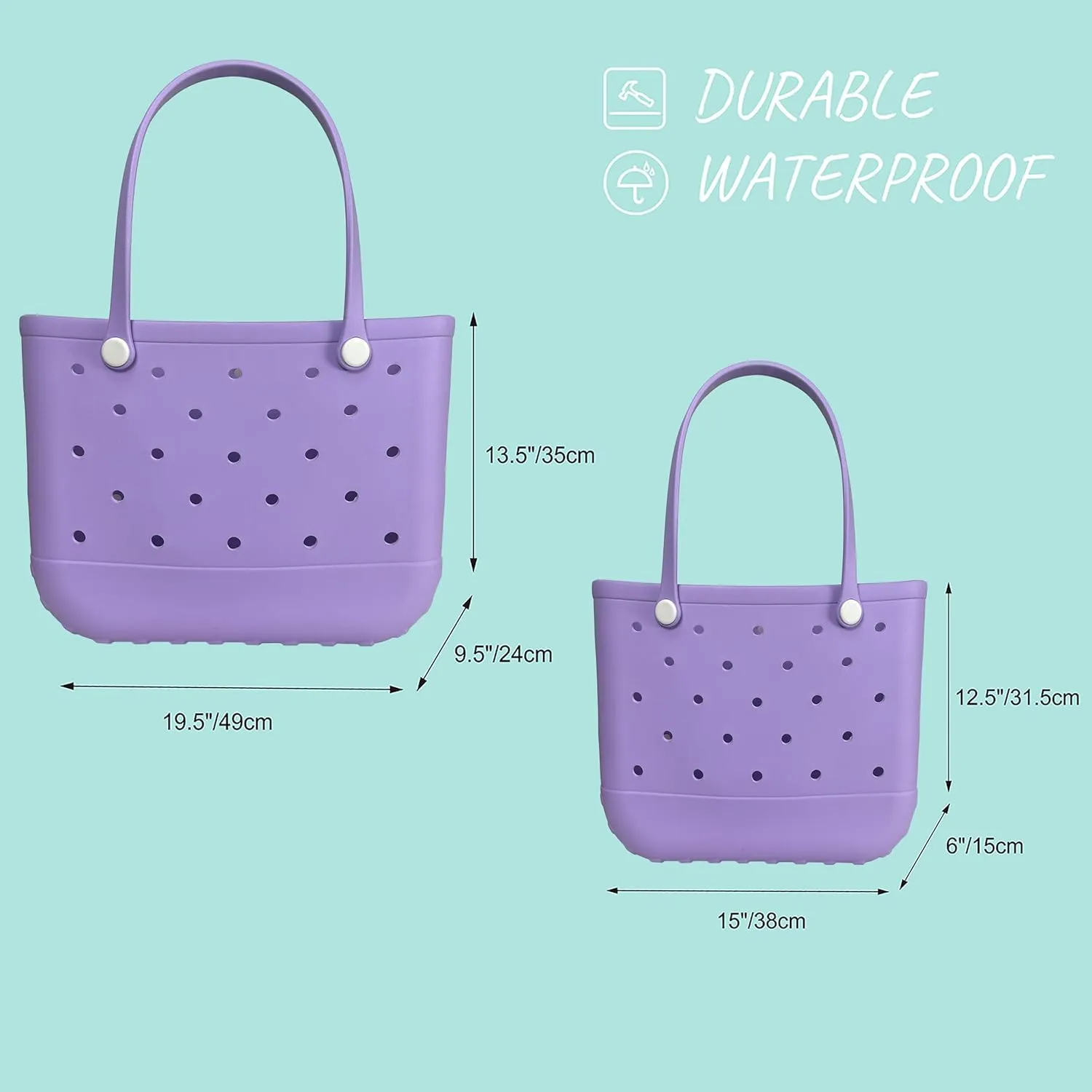 Rubber Beach Bag Waterproof Washable Tip-Proof Durable Tote Bag for Beach Pool Sports Modern Versatile Rubber Tote