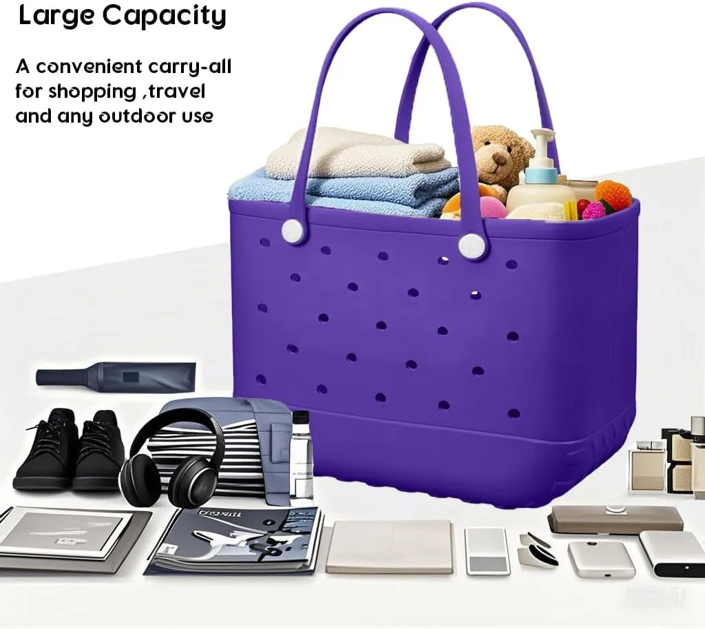 Rubber Beach Bag Waterproof Washable Tip-Proof Durable Tote Bag for Beach Pool Sports Modern Versatile Rubber Tote