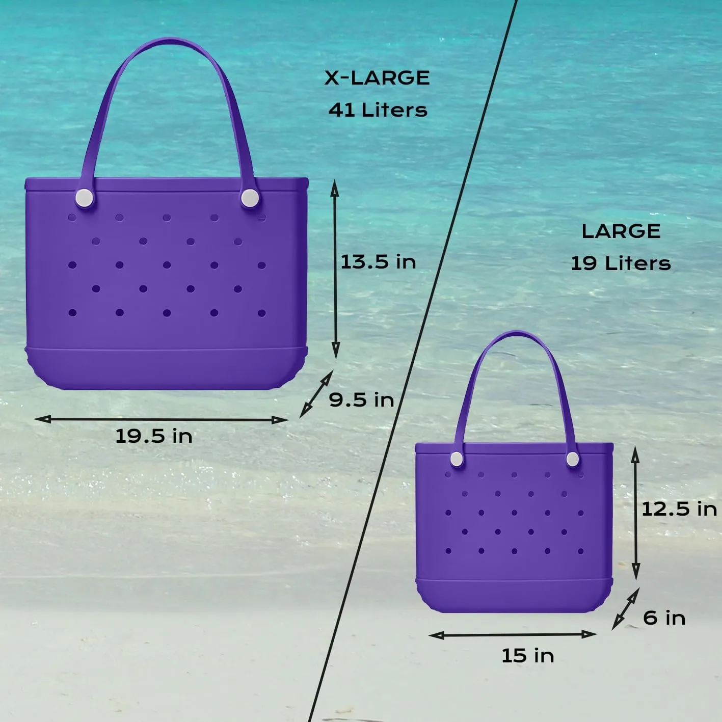 Rubber Beach Bag Waterproof Washable Tip-Proof Durable Tote Bag for Beach Pool Sports Modern Versatile Rubber Tote