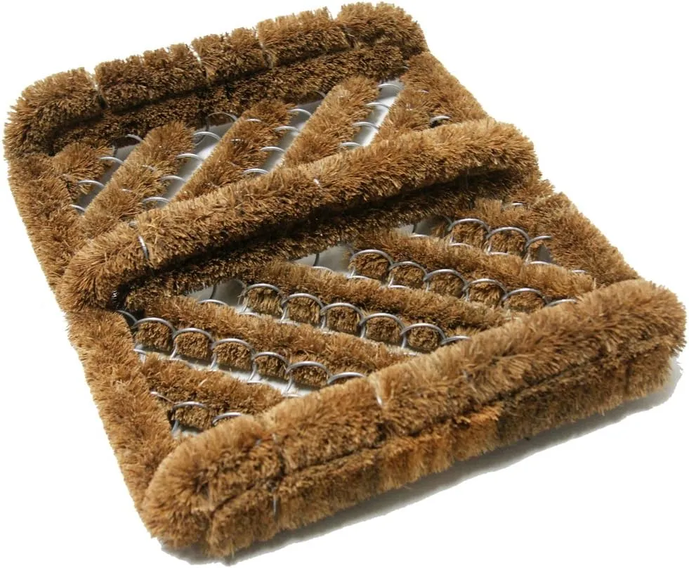 Rubber-Cal "Herringbone" Coir Boot Scraper Brush, 2.5 by 12 by 13-Inch (10-100-009), Tan