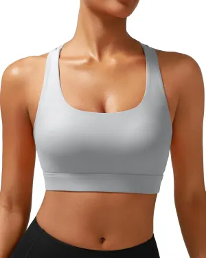 RUNNING GIRL High Impact Sports Bras for Women - Scoop Neck Strappy Sports Bra High Support Moulded Cup Workout Bra
