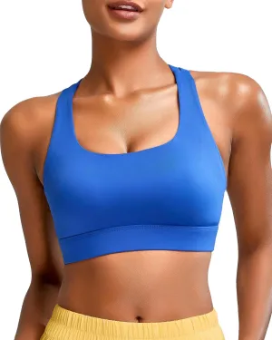 RUNNING GIRL High Impact Sports Bras for Women - Scoop Neck Strappy Sports Bra High Support Moulded Cup Workout Bra