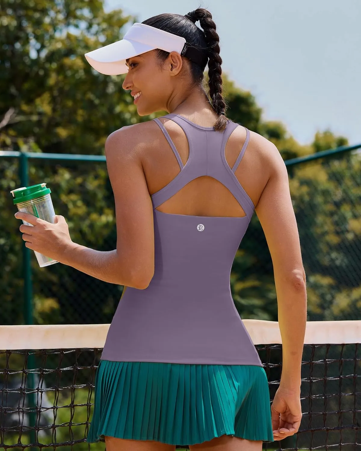 RUNNING GIRL Workout Tank Tops with Built in Bras for Women,Compression Shirt Strappy Back Athletic Yoga Tops