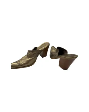 Sam & Libby Vintage Gold Leather Cowboy Western Mule Boot