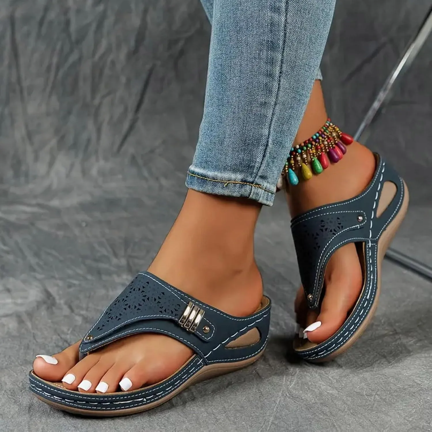 Sandals for Women 2025 Arch Support Wedge Flip Flops Dressy Casual Leopard Wedges for Women Orthopedic Wedge Summer Shoes
