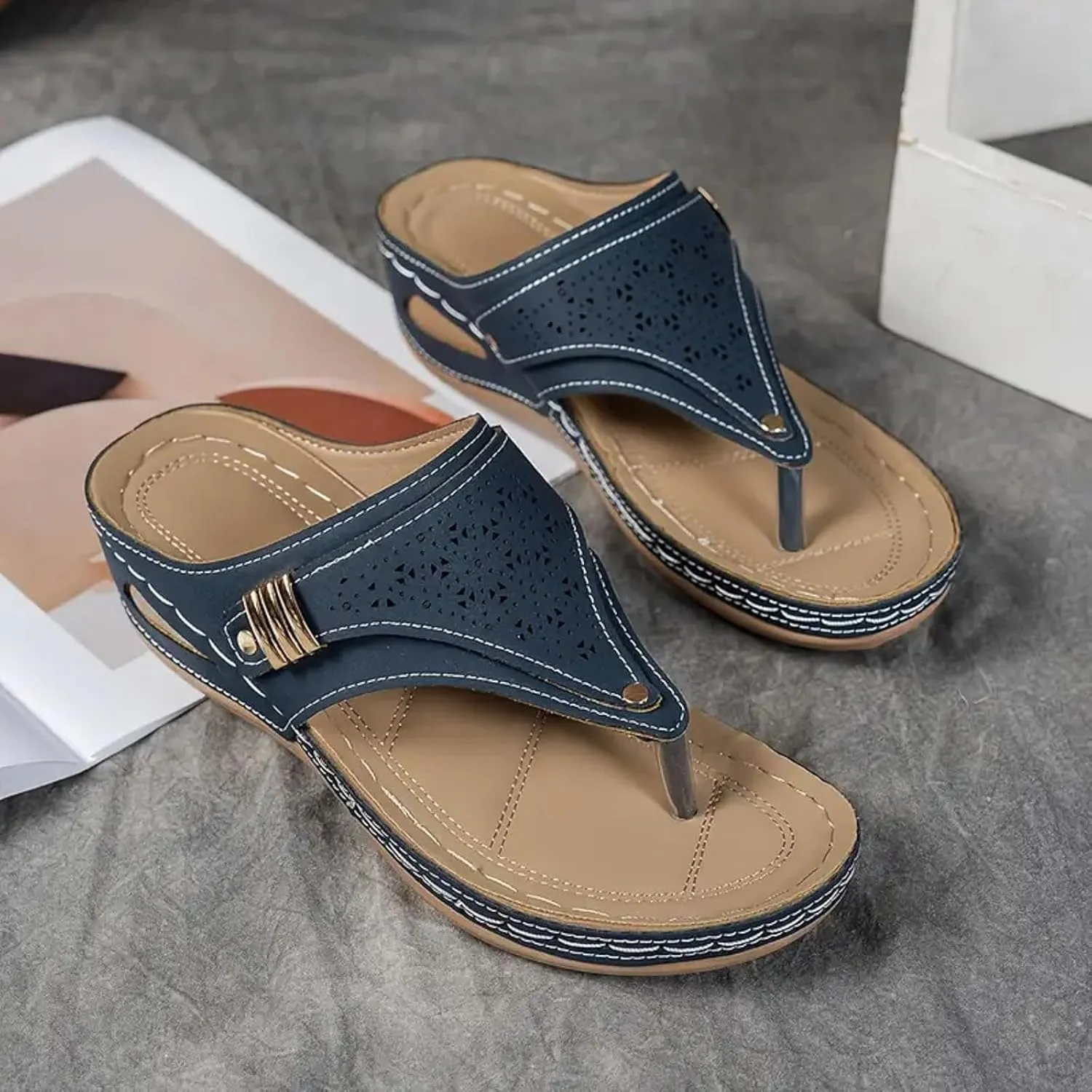 Sandals for Women 2025 Arch Support Wedge Flip Flops Dressy Casual Leopard Wedges for Women Orthopedic Wedge Summer Shoes
