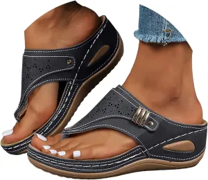 Sandals for Women 2025 Arch Support Wedge Flip Flops Dressy Casual Leopard Wedges for Women Orthopedic Wedge Summer Shoes