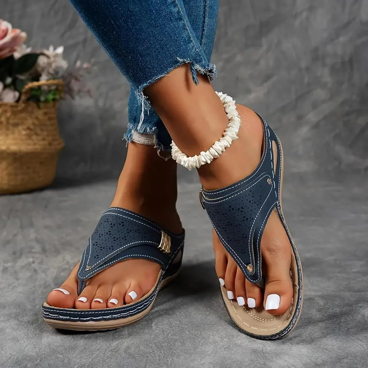 Sandals for Women 2025 Arch Support Wedge Flip Flops Dressy Casual Leopard Wedges for Women Orthopedic Wedge Summer Shoes