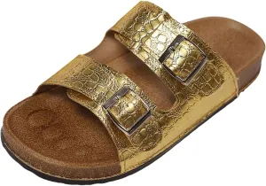 Sandals For Women 2025 Dressy 2 Buckle Flat Sandal With Arch Support Slip On Platform Shoes Casual Indoor Slippers