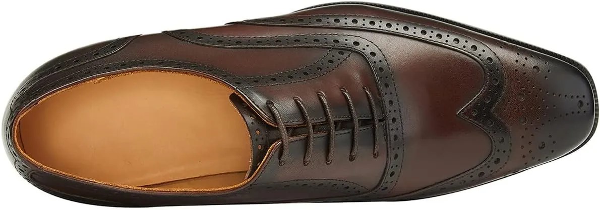 Santimon Mens Dress Shoes Leather Oxfords Wingtip Brogue Tuxedo Business Casual Wedding Shoes for Men