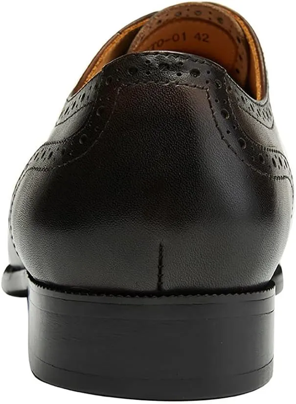 Santimon Mens Dress Shoes Leather Oxfords Wingtip Brogue Tuxedo Business Casual Wedding Shoes for Men